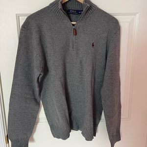 Gray Vintage Polo Ralph Lauren 1/4 Zip Mock Neck Sweater